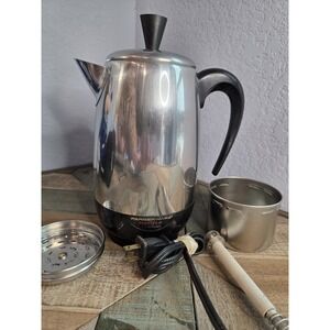 VTG Farberware Superfast Stainless 138B 8-Cup Percolator Coffee Pot Tested USA